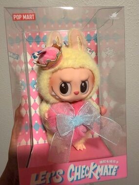 POP MART Let's Checkmate Plush Toy - Pink & Yellow
